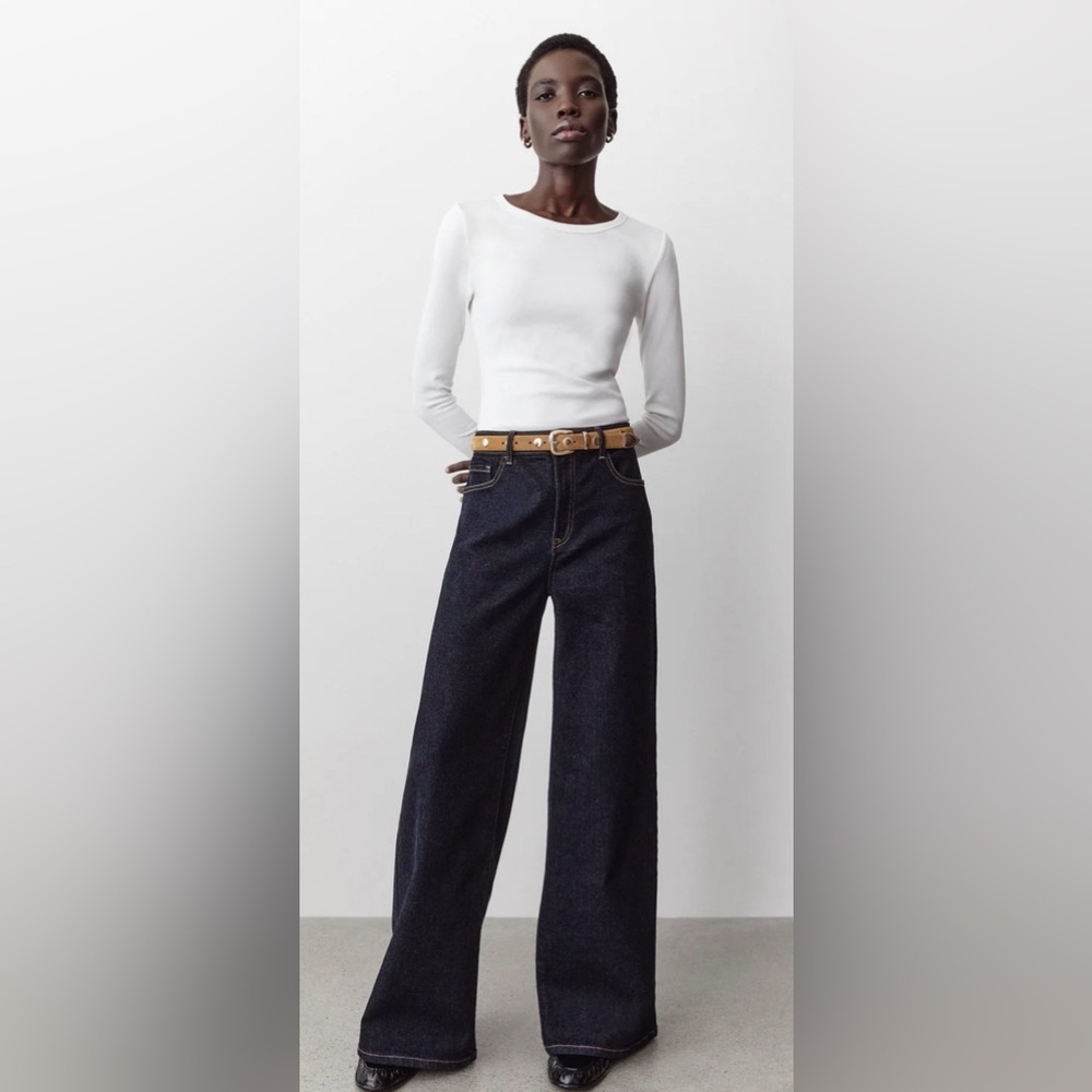 RW&Co Dark-Wash High-Rise Ultra-Wide-Leg Jeans